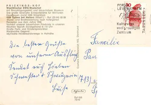 AK / Ansichtskarte 73933435 Sythen_Haltern Prickings-Hof EWG Musterhof mit Besichtigungsstall und baeuerlichem Museum