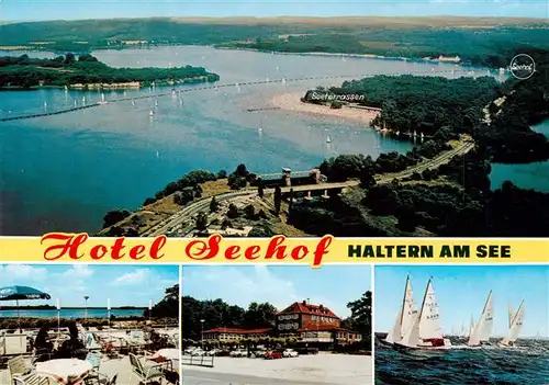 AK / Ansichtskarte 73933478 Haltern_See Hotel Seehof Luftaufnahme Segelregatta