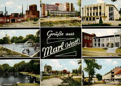 AK / Ansichtskarte  Marl__Westfalen Zeche Klinik Theater Freibad Volkspark Chemische Werke Schillerstrasse