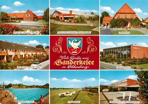 AK / Ansichtskarte  Ganderkesee Schule Freizeitzentrum Tennishalle Rathaus Wohnsiedlung Hallenbad Freibad Flugplatz Schule