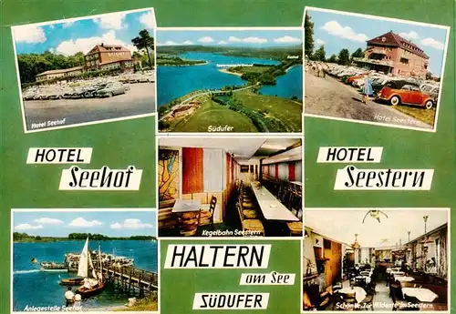 AK / Ansichtskarte 73933701 Haltern_See Hotel Seehof Suedufer Hotel Seestern Anlegestelle Kegelbahn Schaenke Zur Wildente im Seestern