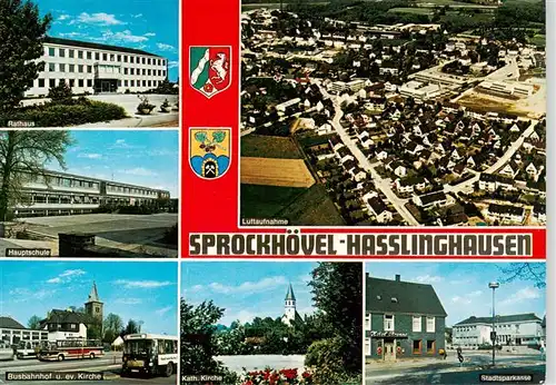 AK / Ansichtskarte 73933707 Sprockhoevel Rathaus Hauptchule Busbahnhof Kath Kirche Stadtsparkasse