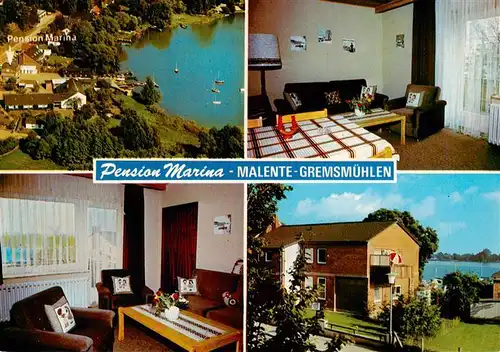 AK / Ansichtskarte 73933741 Malente-Gremsmuehlen Café Pension Marina Fremdenzimmer Naturpark Holsteinische Schweiz Luftaufnahme
