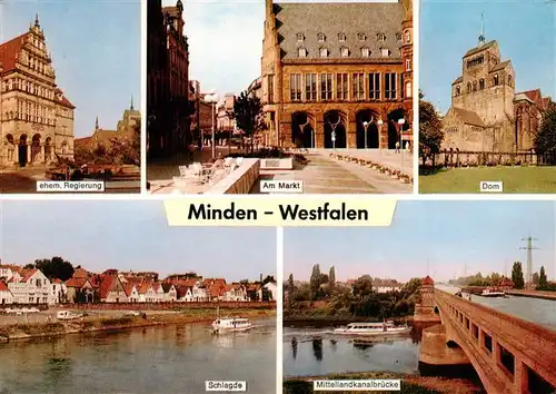 AK / Ansichtskarte 73933800 Minden__Westfalen_Weser Ehem Regierung Am Markt Dom Schlagde Mittellandkanalbruecke