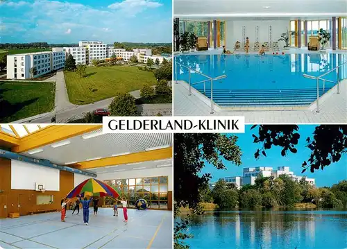 AK / Ansichtskarte  Gelderland Fliegeraufnahme Gelderlandklinik Hallenbad Sporthalle Seepanorama