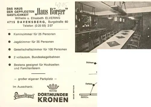 AK / Ansichtskarte 73933872 Davensberg_Ascheberg Haus Boerger Gastraeume 