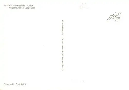 AK / Ansichtskarte  Bad_Waldliesborn Kurzentrum und Sanatorium Fliegeraufnahme