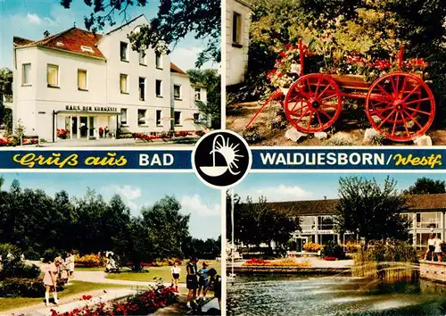 AK / Ansichtskarte  Bad_Waldliesborn Haus der Kurgaeste Blumenwaren Minigolf Park Gondelteich