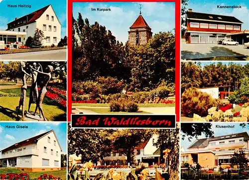 AK / Ansichtskarte  Bad_Waldliesborn Haus Heitzig Drei Grazien Haus Gisela Im Kurpark Kannenstock Liegehalle Kurhaus Klusenhof