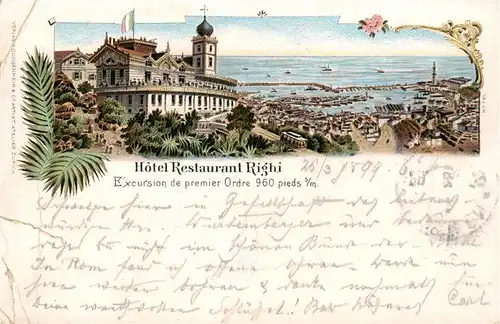 AK / Ansichtskarte 73933942 Genova_Genua_Liguria_IT Hotel Restaurant Righi