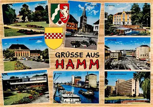 AK / Ansichtskarte 73934067 Hamm__Westfalen Kurpark Hauptbahnhof Klinik Pauluskirche Hafen Kurhaus Westentor Oberlandesgericht