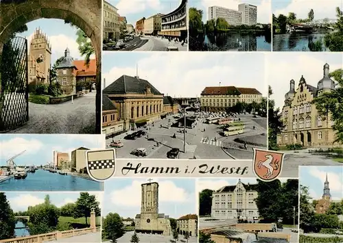 AK / Ansichtskarte 73934068 Hamm__Westfalen Schloss Strassenpartie Seepartien Hafen Marktplatz Kirche Schloss