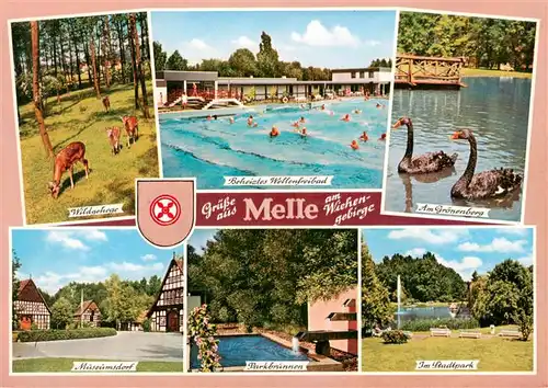 AK / Ansichtskarte  Melle__Osnabrueck Wildgehege Wellenfreibad Am Groenenberg Museumsdorf Parkbrunnen Stadtpark