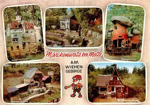 AK / Ansichtskarte 73934093 Melle__Osnabrueck Jungfrau Marlen Rotkaeppchen Zwergenhain Zwergenmuehle Knusperhaeuschen