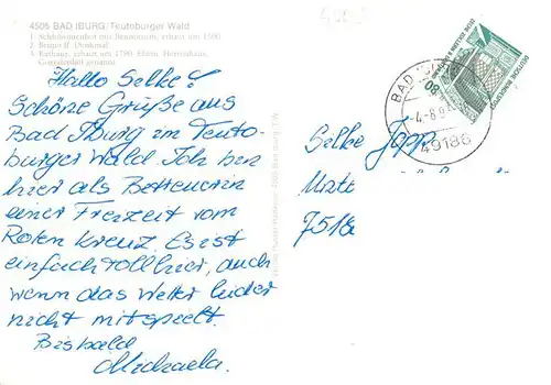 AK / Ansichtskarte  Bad_Iburg Schloss Innenhof mit Bennoturm Benno II Denkmal Rathaus