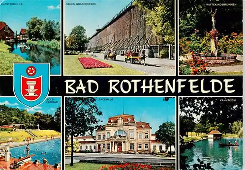 AK / Ansichtskarte 73934109 Bad_Rothenfelde Klostermuehle Neues Gradierwerk Wittekindsbrunnen Sole Freibad Badehaus Kahnteich