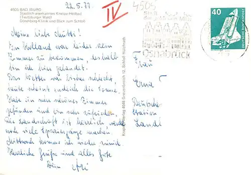 AK / Ansichtskarte  Bad_Iburg Doerenberg Klinik mit Schlossblick