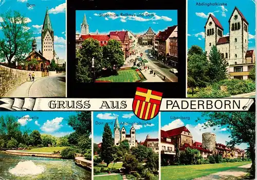 AK / Ansichtskarte  Paderborn Dom Stadtmitte Abdinghofkirche Paderquelle Dom und Abdinghofkirche Liboriberg