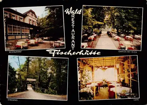 AK / Ansichtskarte  Bad_Lippspringe Wald Restaurant Fischerhuette Garten mit Teich Eingang Cafe