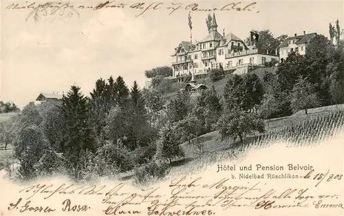 AK / Ansichtskarte  Rueschlikon_ZH Hotel Pension Belvoir beim Nidelbad
