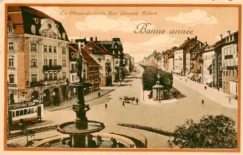 AK / Ansichtskarte  La_Chaux-de-Fonds_NE Rue Léopold Robert Bonne année Neujahrskarte