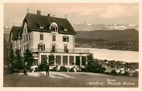 AK / Ansichtskarte  Zuerichberg_ZH Alkoholfreies Kurhaus Blick auf den Zuerichsee Alpenpanorama