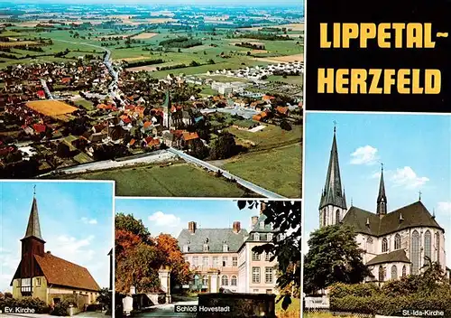 AK / Ansichtskarte 73934290 Herzfeld_Westfalen Fliegeraufnahme Ev Kirche Schloss Hovestadt St Ida Kirche