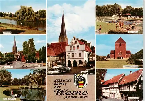 AK / Ansichtskarte  Werne__Lippe_Muenster_Westfalen Stadtpark Sole Freibad Kirchplatz Steinstrasse Am Busbahnhof Am Rathaus Kirche Maria Frieden Am Kirchplatz