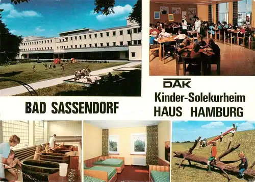 AK / Ansichtskarte 73934298 Bad_Sassendorf DAK Kinder Solekurheim Haus Hamburg Gastraum Solebad Schlafraum Spielplatz