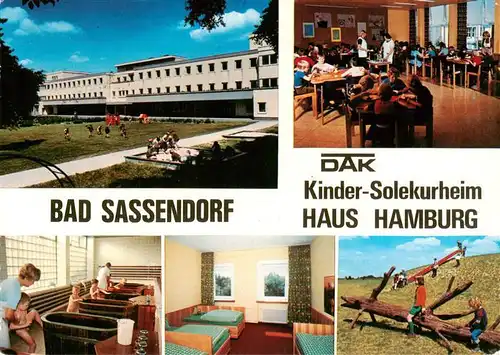 AK / Ansichtskarte  Bad_Sassendorf DAK Kinder Solekurheim Haus Hamburg Gastraum Solebad Schlafraum Spielplatz