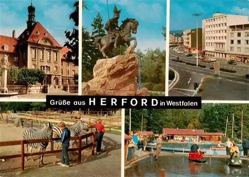 AK / Ansichtskarte  Herford Rathaus Wittekind Denkmal Berliner Strasse Tirpark Kinderspielplatz