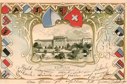 AK / Ansichtskarte  Zuerich__ZH Eidgenoessisches Polytechnikum Kuenstlerkarte Wappen