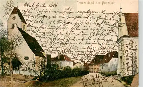 AK / Ansichtskarte 73934395 Immenstaad_Bodensee Ortsmotiv mit Kirche Pruefstempel