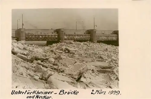 AK / Ansichtskarte  Untertuerkheim_Stuttgart Bruecke und Neckar Grosser Eisgang