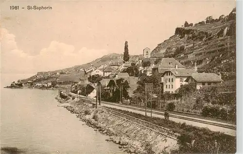 AK / Ansichtskarte  St_Saphorin_Lavaux_VD Panorama Eisenbahnlinie am Ufer