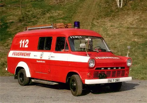 AK / Ansichtskarte 73934471 Feuerwehr_Fire-Brigade_Pompiers_Bomberos TSF Ford Transit Ziegler Aufbau Freiwillige Feuerwehr Rautenkranz