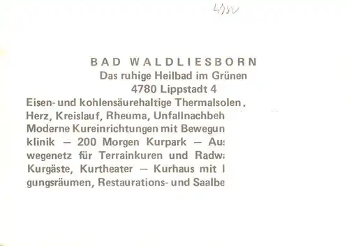 AK / Ansichtskarte  Bad_Waldliesborn Badehaus Park