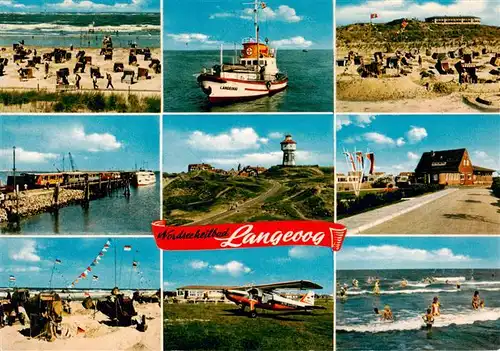 AK / Ansichtskarte  Langeoog_Nordseebad Strand Seenotkreuzer Hafen Wasserturm Flugplatz Brandungsbaden