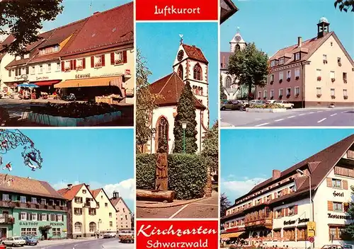 AK / Ansichtskarte 73934570 Kirchzarten Ladenzeile Kirche Gasthof Strasse Hotel