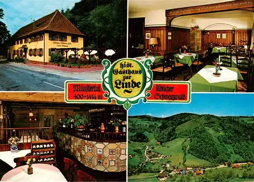 AK / Ansichtskarte  Muenstertal__Schwarzwald Hist Gasthaus zur Linde Gastraeume Bar Panorama