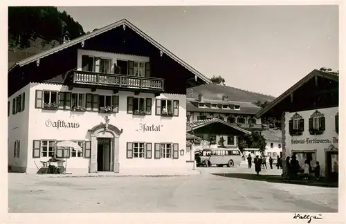 AK / Ansichtskarte  Wallgau Gasthaus Isartal mit Postbus