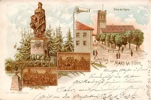 AK / Ansichtskarte  Mars-la-Tour_54_Meurthe-et-Moselle Place de lEglise Statue