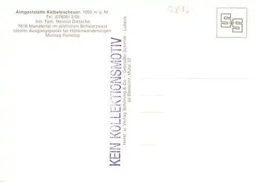 AK / Ansichtskarte 73934733 Muenstertal__Schwarzwald Almgaststaette Kaelbelescheuer mit Belchenblick