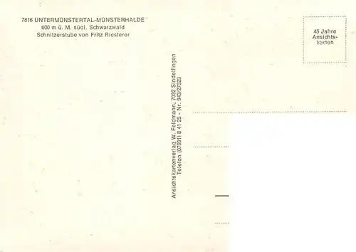 AK / Ansichtskarte 73934740 Muensterhalden Schnitzerstube von Fritz Riesterer 