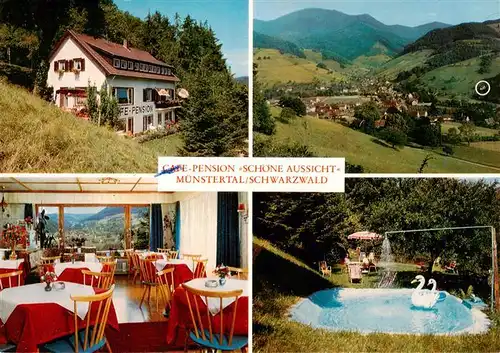 AK / Ansichtskarte  Muenstertal__Schwarzwald Cafe Pension Schoene Aussicht Gaststube Garten Panoram