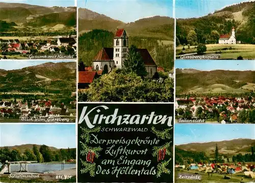 AK / Ansichtskarte  Kirchzarten Panorama Blick vom Giersberg Schwimmbad Kirche Giersberg Kapelle Zeltplatz