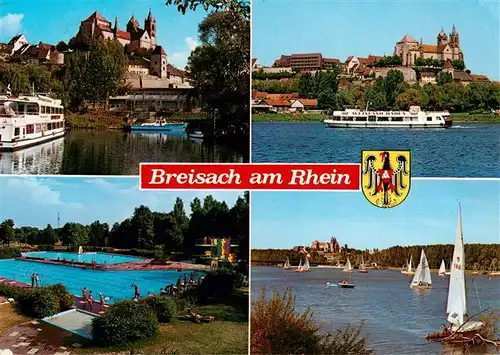 AK / Ansichtskarte 73934792 Breisach_Rhein Stephansmuenster Rheinpartien Schwimmbad