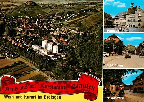 AK / Ansichtskarte  Staufen__Breisgau Fliegeraufnahme Rathaus Schlossberg Hauptstrasse