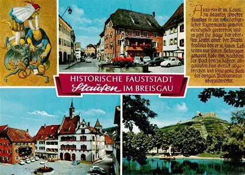 AK / Ansichtskarte 73934812 Staufen__Breisgau Brunnen Marktplatz Rathaus Burgruine