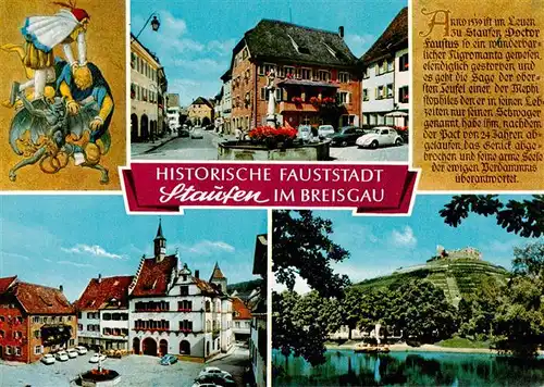 AK / Ansichtskarte  Staufen__Breisgau Brunnen Marktplatz Rathaus Burgruine